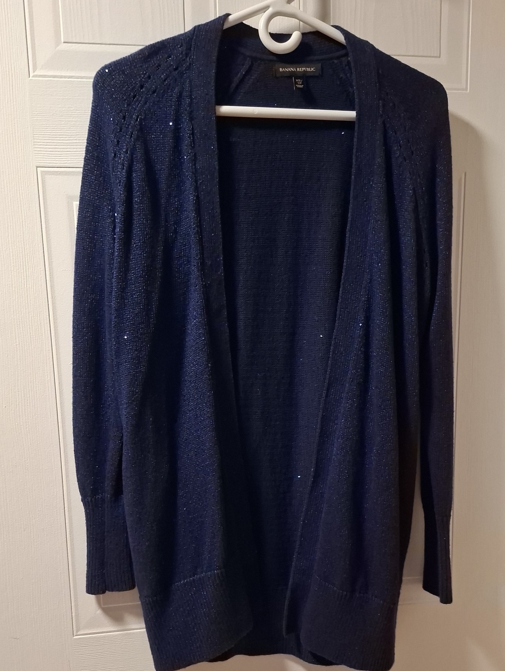 Banana Republic navy sequin cardigan